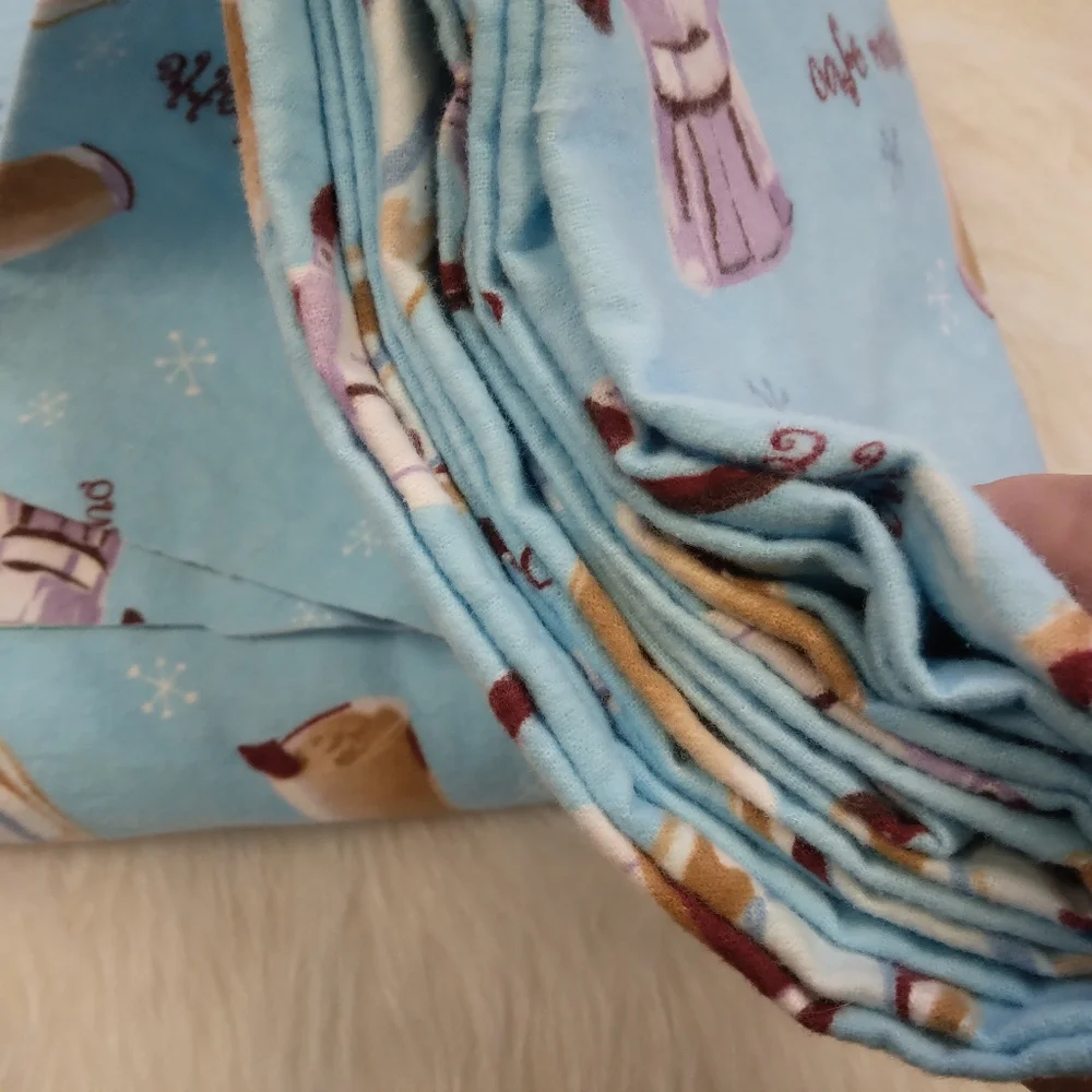 FABRIC Flannel Made Exclusively For JoAnn Sky Blue With Quirky Coffee Imagery
